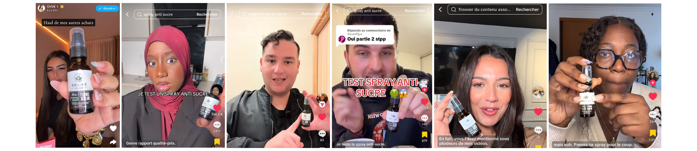 Ils ont testé et partagé notre spray Sweet Block, anti-sucre. Rendez-vous sur notre tiktok pour découvrir tous les avis de ceux qui ont testé ! Bradley, Maje, Zyadin, etc.
