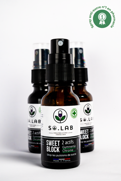 Lot de 3 spray anti-sucre Sweet Block, contre les envies sucrées pour un effet immédiat.