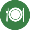 Icône assiette et couverts représentant l’aide à la réduction des envies de grignotage