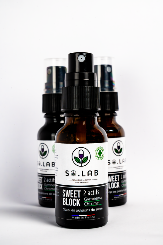 Pack promotionnel de 3 sprays Sweet Block de So.lab, solution naturelle pour réduire les pulsions sucrées avec économie.