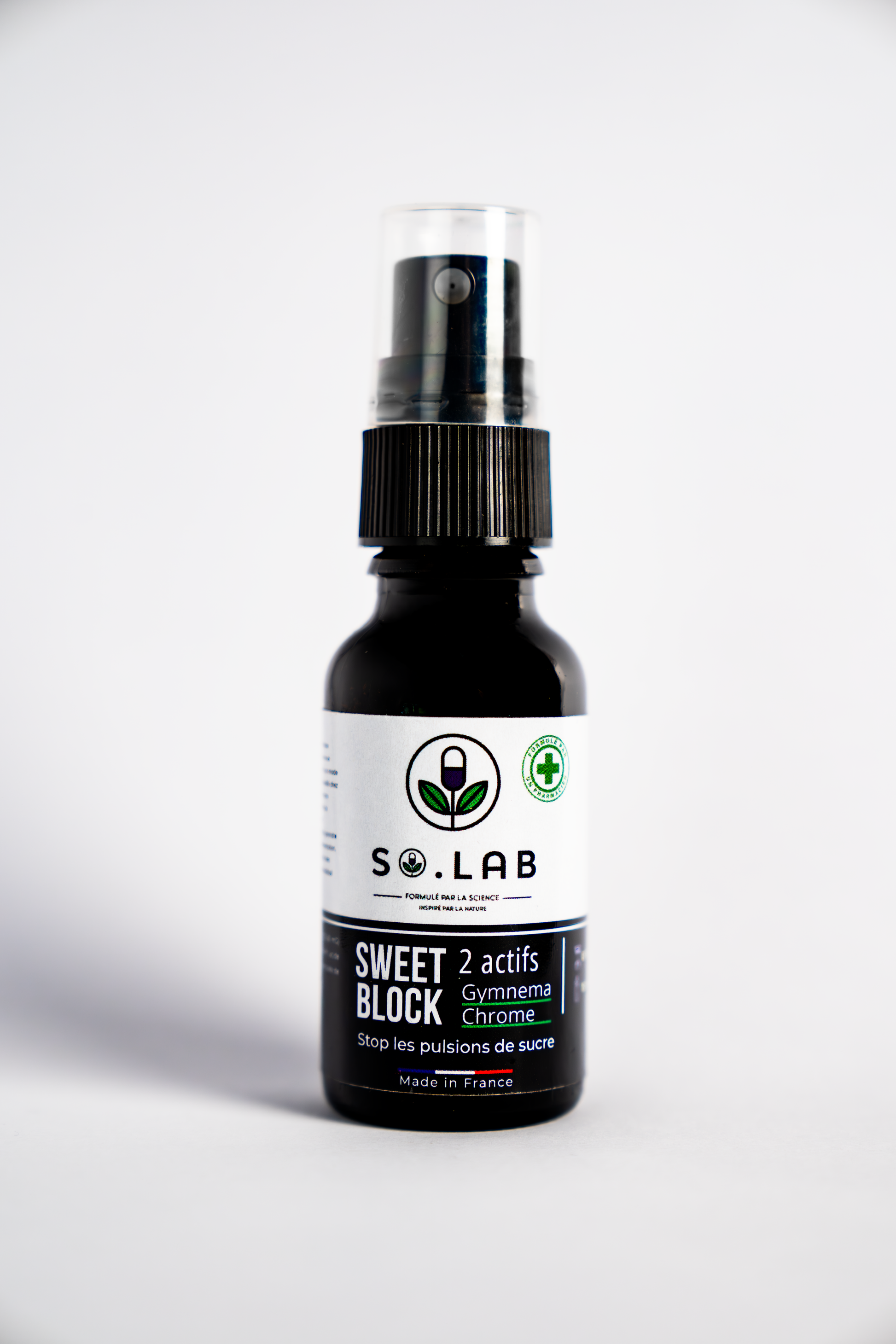 Spray Sweet Block de So.lab sur fond clair – complément naturel anti-sucre en format nomade avec effet rapide