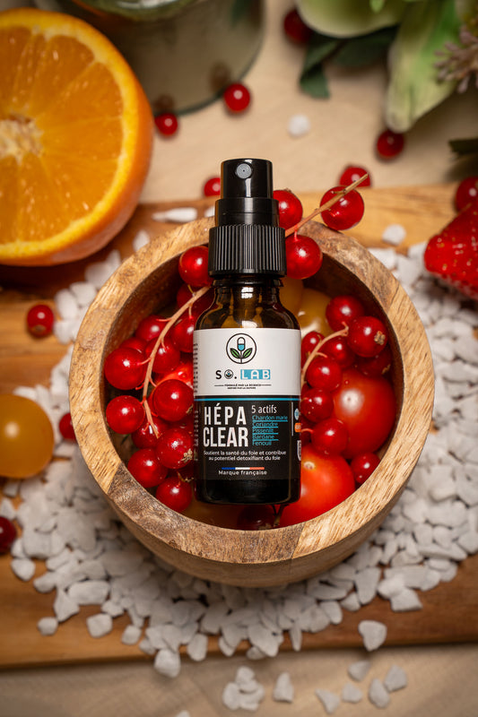 Découvrez notre nouveau spray detox Hépa Clear 100% ingrédients pour soutenir la santé du foie et contribuer au potentiel détoxifiant du foie